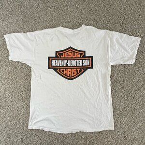 Y2K Jesus Christ Heavenly Devoted Son Harley Davidson God Bible Holy Sz L